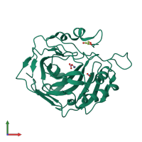 PDB entry 6km0 coloured by chain, front view.
