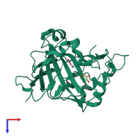 PDB entry 6km0 coloured by chain, top view.