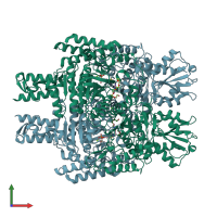 PDB entry 6km9 coloured by chain, front view.