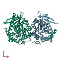 PDB entry 6kmo coloured by chain, front view.