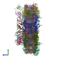 PDB entry 6kmx coloured by chain, side view.