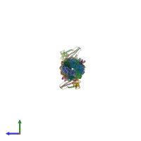PDB entry 6kn8 coloured by chain, side view.