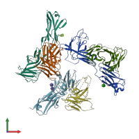 PDB entry 6kn9 coloured by chain, front view.