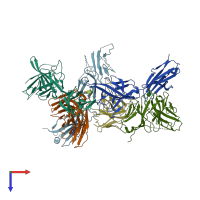 PDB entry 6kn9 coloured by chain, top view.