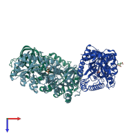 PDB entry 6knh coloured by chain, top view.