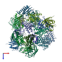 PDB entry 6koi coloured by chain, top view.