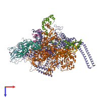 PDB entry 6koo coloured by chain, top view.