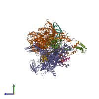 PDB entry 6kop coloured by chain, side view.