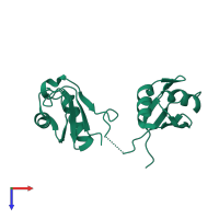PDB entry 6kor coloured by chain, top view.