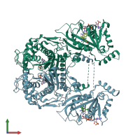 PDB entry 6kot coloured by chain, front view.