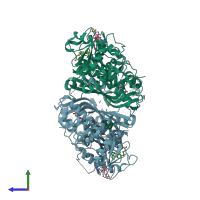 PDB entry 6kot coloured by chain, side view.