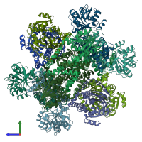 PDB entry 6kou coloured by chain, side view.