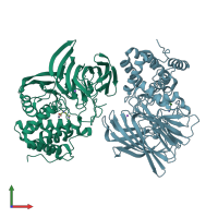 PDB entry 6kp0 coloured by chain, front view.