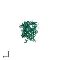 PDB entry 6kp6 coloured by chain, side view.