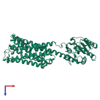 PDB entry 6kp6 coloured by chain, top view.