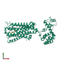 PDB entry 6kpc coloured by chain, front view.