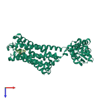 PDB entry 6kpc coloured by chain, top view.
