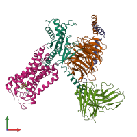 PDB entry 6kpg coloured by chain, front view.