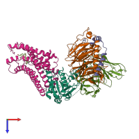 PDB entry 6kpg coloured by chain, top view.