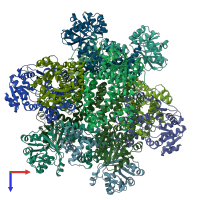PDB entry 6kpi coloured by chain, top view.