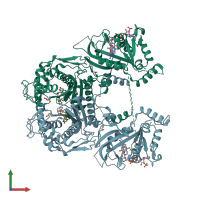 PDB entry 6kpr coloured by chain, front view.