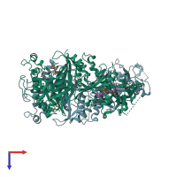 PDB entry 6kpr coloured by chain, top view.