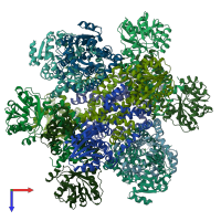 PDB entry 6kq8 coloured by chain, top view.