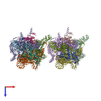 PDB entry 6kqd coloured by chain, top view.