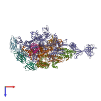 PDB entry 6kqg coloured by chain, top view.