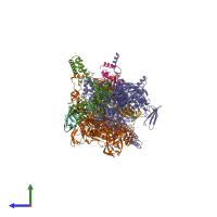 PDB entry 6kqh coloured by chain, side view.