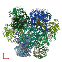 PDB entry 6kqk coloured by chain, front view.