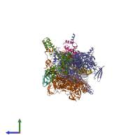 PDB entry 6kqn coloured by chain, side view.