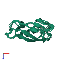 PDB entry 6kqv coloured by chain, ensemble of 10 models, top view.