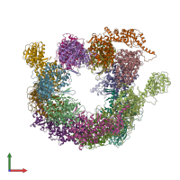 PDB entry 6kre coloured by chain, front view.