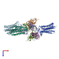 PDB entry 6krz coloured by chain, top view.