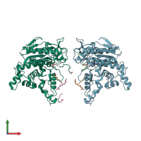 PDB entry 6ksi coloured by chain, front view.