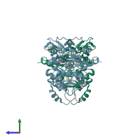 PDB entry 6ksi coloured by chain, side view.