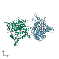 PDB entry 6ksl coloured by chain, front view.