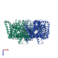 PDB entry 6ksw coloured by chain, top view.