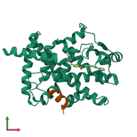 PDB entry 6ktn coloured by chain, front view.