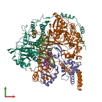 PDB entry 6kuk coloured by chain, front view.