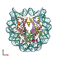 PDB entry 6kvd coloured by chain, front view.