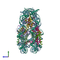 PDB entry 6kvd coloured by chain, side view.