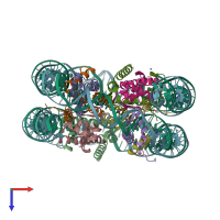 PDB entry 6kvd coloured by chain, top view.