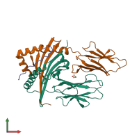 PDB entry 6kvm coloured by chain, front view.