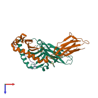 PDB entry 6kvm coloured by chain, top view.