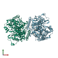 PDB entry 6kvr coloured by chain, front view.