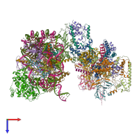 PDB entry 6kw3 coloured by chain, top view.