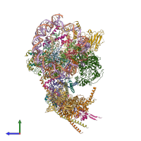 PDB entry 6kw5 coloured by chain, side view.