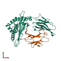 PDB entry 6kwk coloured by chain, front view.